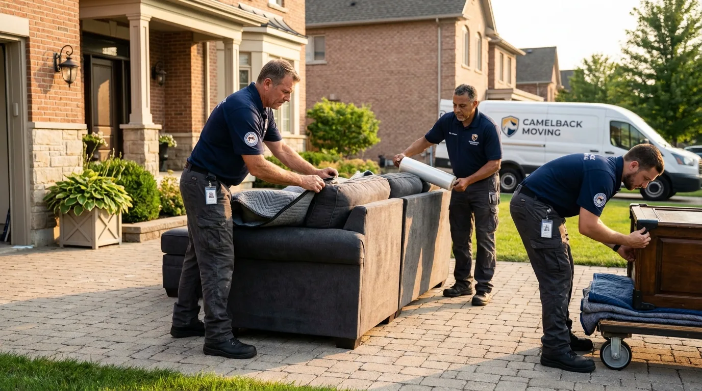 Large estate moving crew wrapping furniture in Wichita, KS