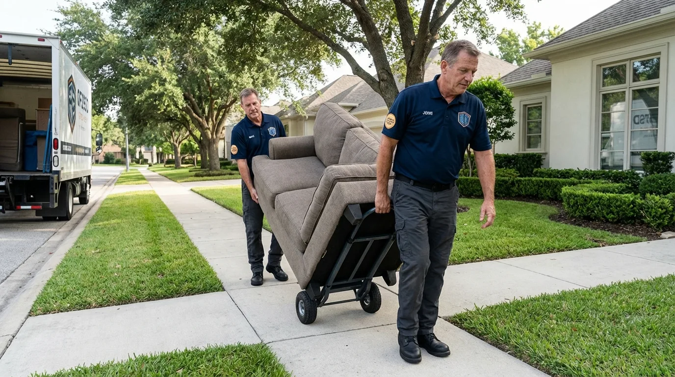 Local residential moving crew loading furniture in Wichita, KS