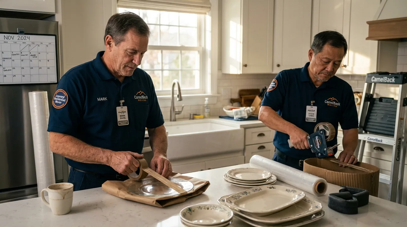 Professional crew packing kitchen dishware in Wichita, KS