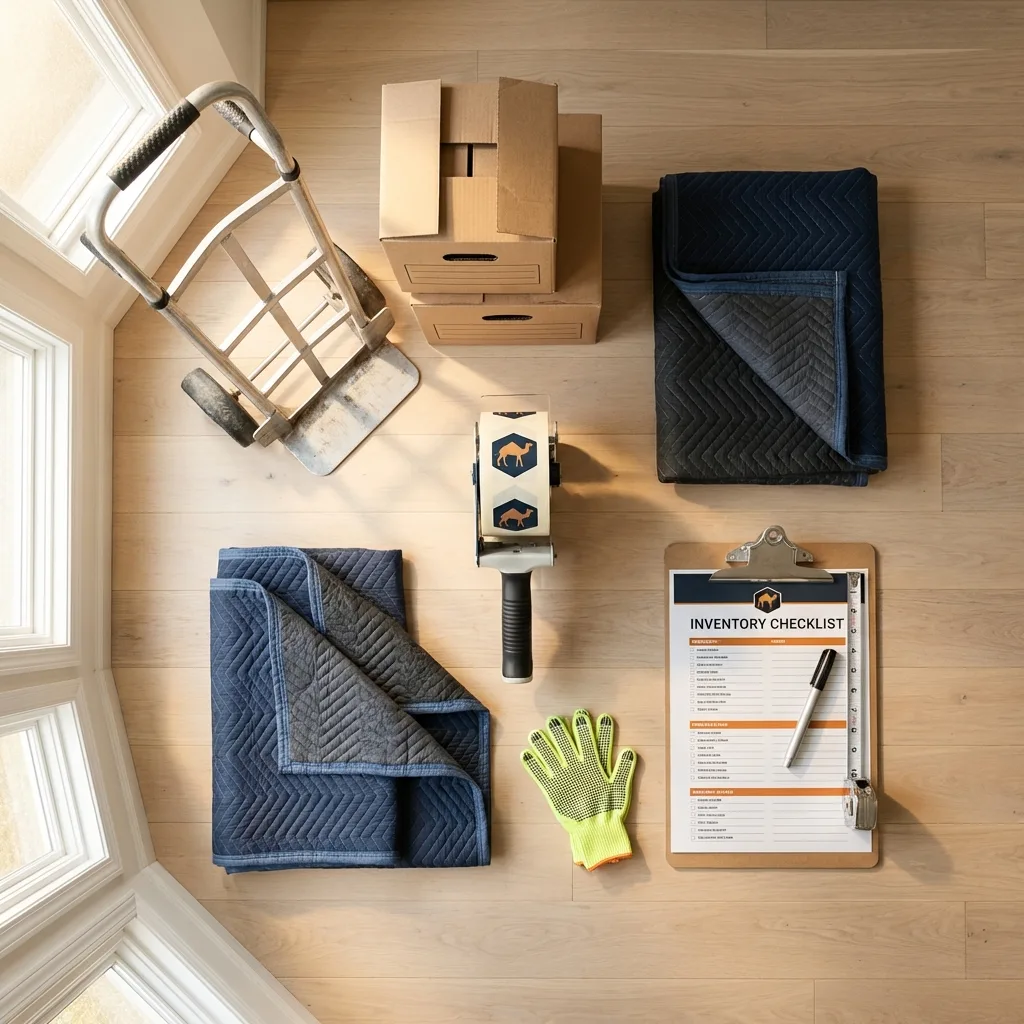 Professional moving supplies and packing materials layout for Wichita residential relocations